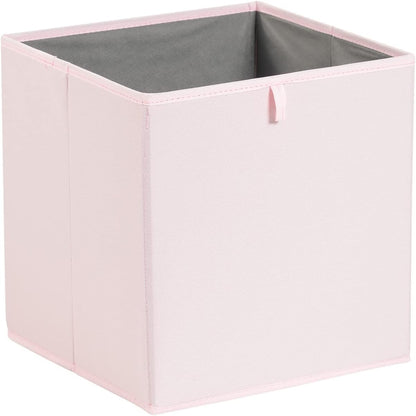 Amazon Basics Cube Organizer Bins, Collapsible Storage Baskets for Shelves, Peony Pink, Pack of 6, 13x15x13"