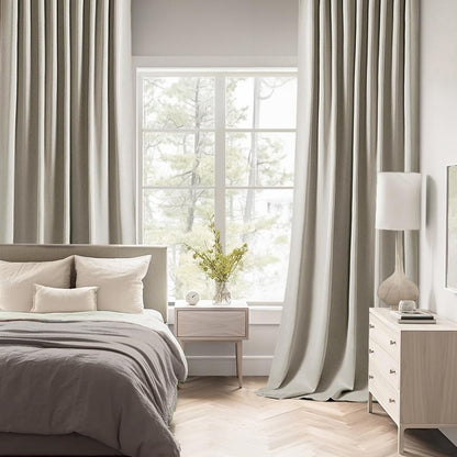 MIULEE Stone Back Tab Blackout Curtains 108 Inch Long 2 Panels Set for Bedroom, Rod Pocket/Pinch Pleat Extra Long Thermal Insulated Living Room Darkening Pleated Light Blocking Drapes