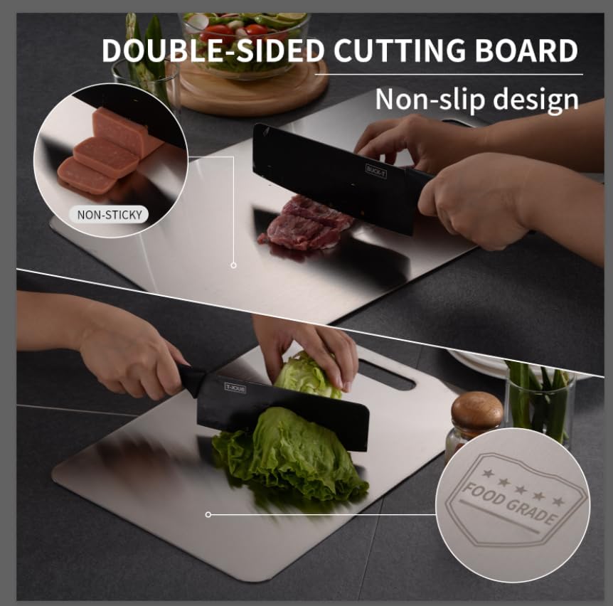 Katuchef Titanium Cutting Board 2025 New Pure Titanium Cutting Boards for Kitchen Double Sided Cutting Board Non Toxic,Hygiene Durable Chopping Board Suitable for Dishwasher Safe(18.11 * 11.81)