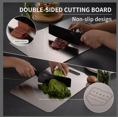 Katuchef Titanium Cutting Board 2025 New Upgrade Pure Titanium Cutting Boards for Kitchen Double Sided Cutting Boards Non Toxic,Hygiene Durable Chopping Board Suitable for Dishwasher Safe(11.4 * 7.9)