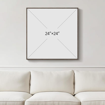 Framed Sage Green Abstract Wall Art, Modern Canvas Prints Artwork for Walls, Square Minimalist Green Abstract Pictures for Living Room, Hallway, Dining Room, Bedroom, Home Office Wall Decor 24x24 In