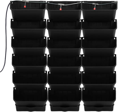 18 Pots Self-Watering Wall-Mounted Planter, 39.4”L x 39.4”H Vertical Wall Planter Self Watering Stackable Planters Vertical Garden Wall Garden Planter Outdoor Indoor for Herbs Flowers Strawberries