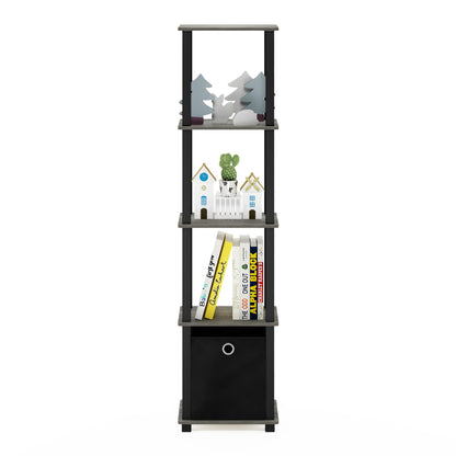 FURINNO TNT No Tools 5-Tier Display Decorative Shelf, French Oak Grey/Black/Black