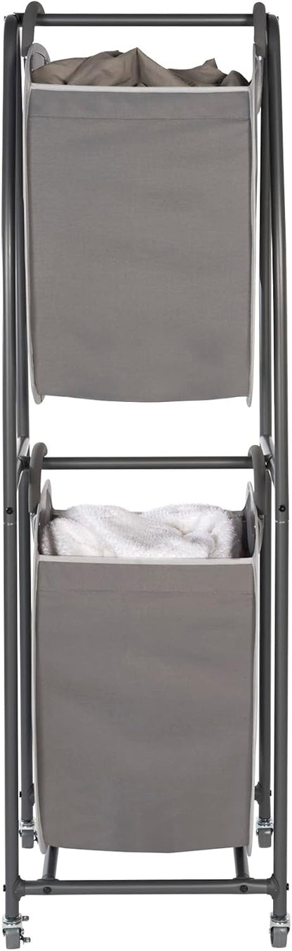 Neatfreak - 2 Tier Laundry Sorter - Laundry Hamper With Wheels & 2 x Laundry Basket Tote Bags For Dirty Clothes, Towels, Blankets, Bathroom Storage & Laundry Room Organization