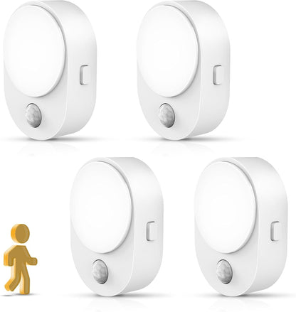 L LOHAS LED Plug in Night Light with Motion Sensor and Dusk to Dawn Sensor,[4-PACK] Night Lights Plug into Wall,5000K Daylight White,30/60/100LM Dimmable Nightlight for Bathroom Hallway