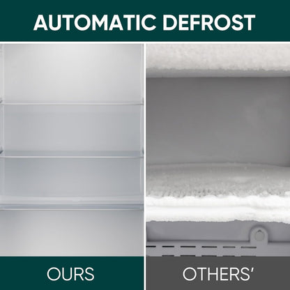 Upstreman 3.2 Cu.Ft Retro Mini Fridge with Bottle Opener, Energy Saving, Adjustable Thermostat, Metal Handle, LED Lamp, Mini Refrigerator for Bedroom, Office, Dorm-BR321 PRO (Black)