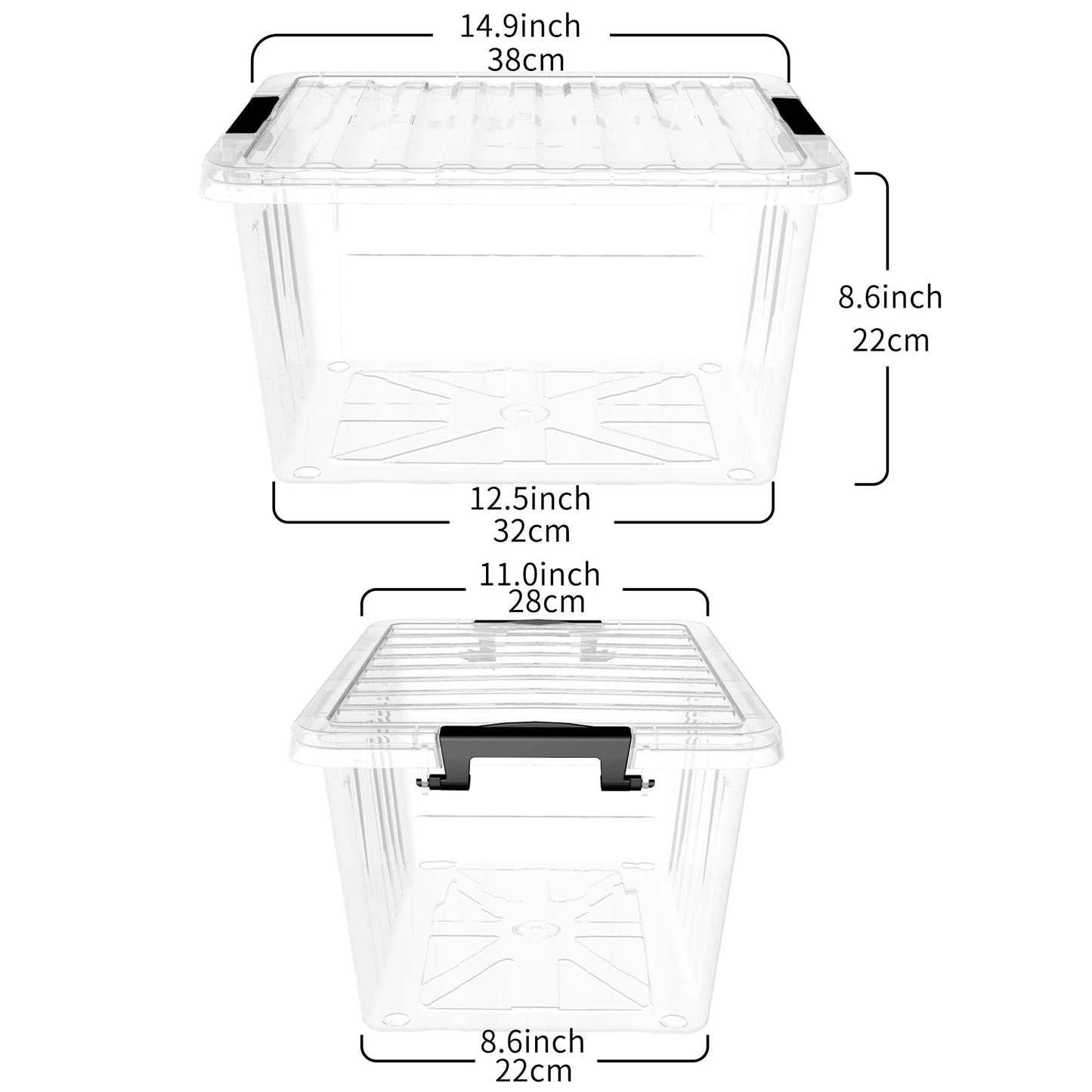 Cetomo 18Qt*4 Plastic Storage Bins, Storage Box, 4 Pack, Organizing Container with Durable Lids and