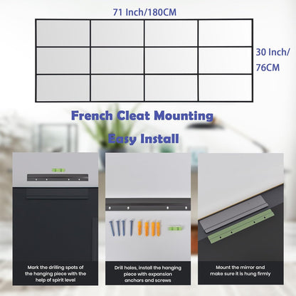 Windowpane Mirror Full Length 71"x30" Wall Mounted Art Pane Mirror Farmhouse Decorative Floor Mirror Leaning Hanging Wall Mirror for Bedroom Living Room Entrance