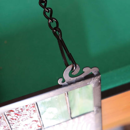 Bieye Geometric Color Block Tiffany Style Stained Glass Window Panel with Hanging Chain (18x25 inches W10091)