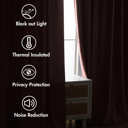 MIULEE Baby Pink Velvet Curtains 96 inches 2 Panels - Luxury Room Darkening Window Drapes for Bedroom Living Room Thermal Insulated Super Soft Blackout, Back Tab Rod Pocket Pinch Pleated, W52 x L96