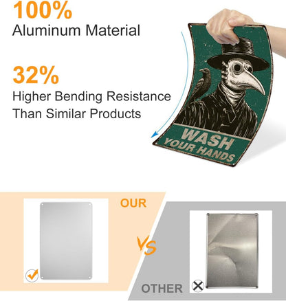 ALKB Halloween Bathroom Decor 8x12 Inch - WASH YOUR HANDS, Gothic Vintage Metal Tin Sign, Novelty Gifts for Men Women Adult