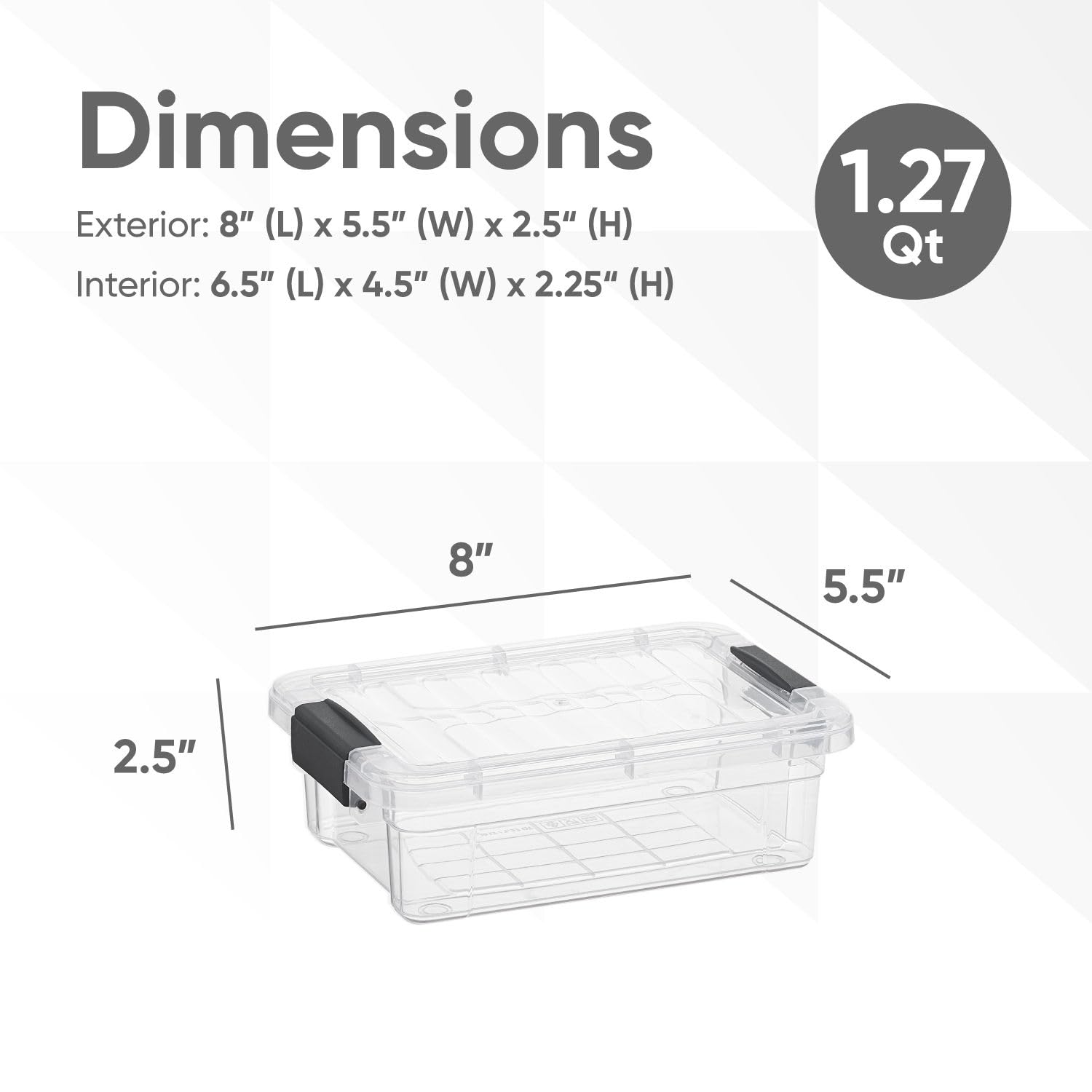Superio Clear Storage Boxes with Lids, 1.27 Quart Plastic Container Bins for Organizing, Stackable