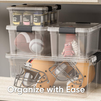 Superio Storage Bins with Lids, Clear Plastic Containers for Organizing, Stackable Totes, BPA Free