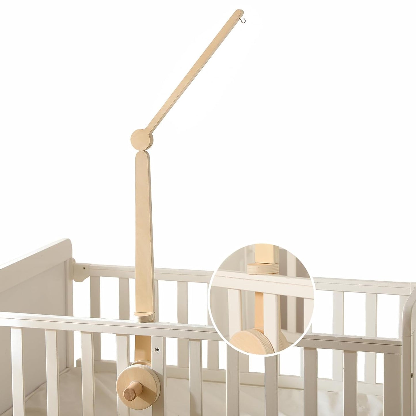 HI BABY MONMENT Crib Mobile Arm - Baby Mobile Hanger with 2-Height Settings Adjustable, Stabilizing Attachment for Added Safety, Mobile Arm for Crib, Sturdy & Secure Design for Nursery Mobile