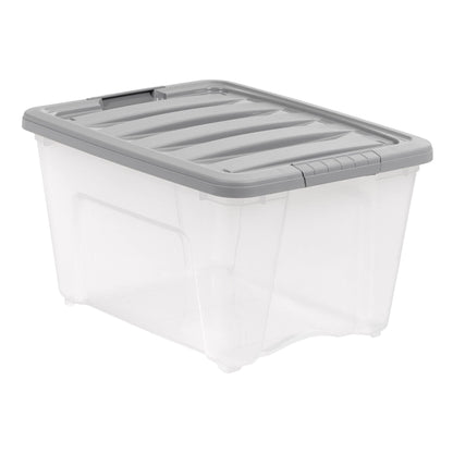 Amazon Basics Plastic Storage Containers with Secure Latching Lids, Stackable Organization Bins