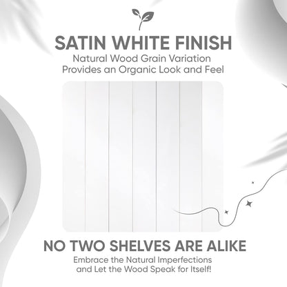 Homeforia White Floating Shelves 24 inch, High End Solid Real Wood 24inch Bathroom Floating Shelf for Wall Mounted, White Wooden 24in Floating Shelves, Heavy Duty Bracket, 24 X 6.5 X 1.75 in, Set of 2