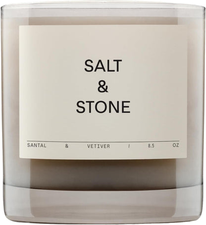 SALT & STONE Scented Candle for Women & Men | Hand-Poured, Aromatic & Fragrant | Coconut & Soy Blend Wax | 100% Cotton Wick | Long-Lasting 50 Hour Burn Time (8.5 oz) (Santal & Vetiver)
