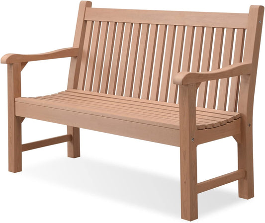 Psilvam 2-Person Poly Lumber Outdoor Bench with 700 Lbs Weight Capacity – Weatherproof Garden
