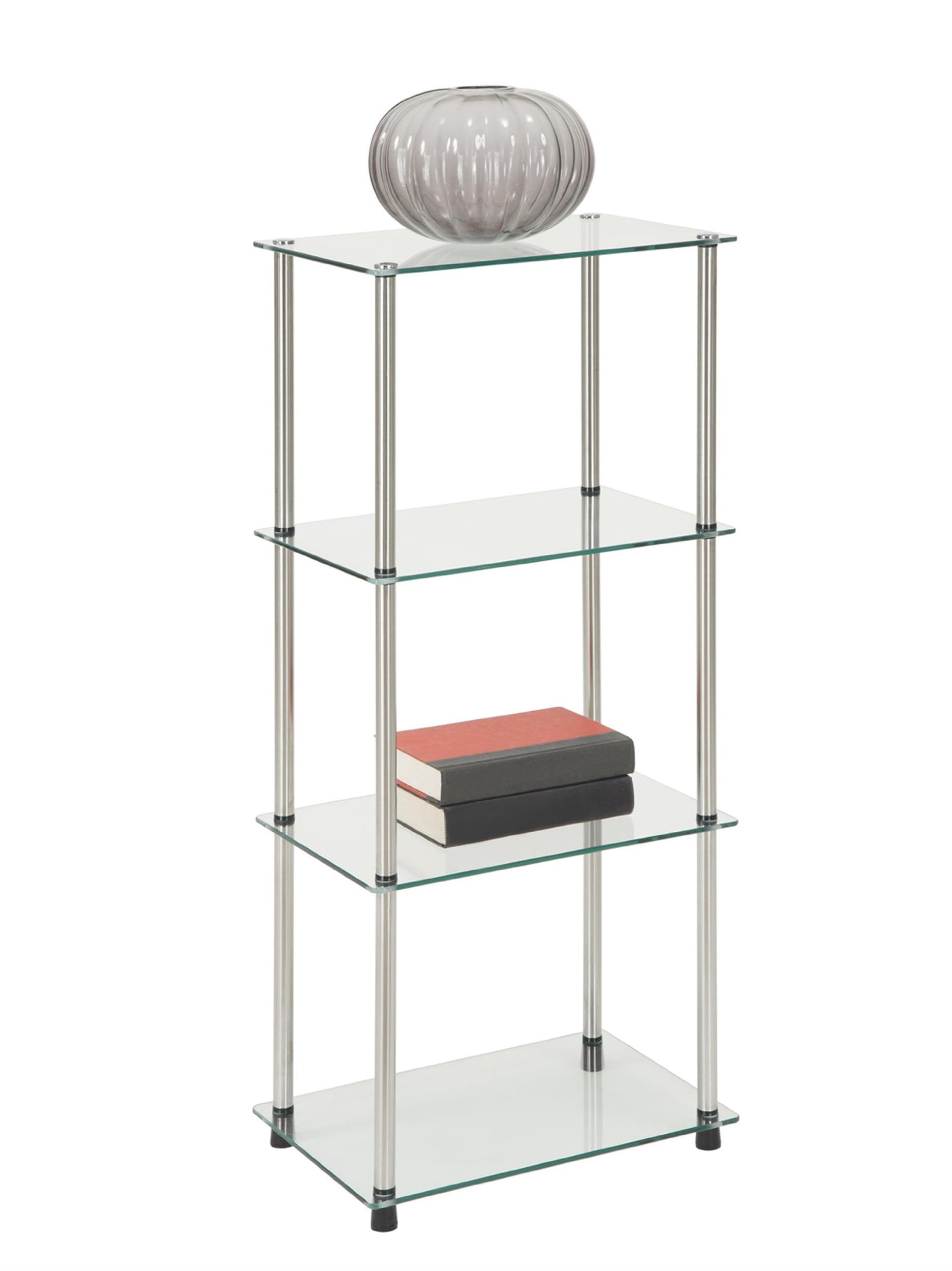 Convenience Concepts Designs2Go Classic Glass 4-Tier Tower 17.75" - Modern Media Stainless Steel