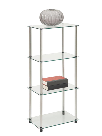 Convenience Concepts Designs2Go Classic Glass 4-Tier Tower 17.75" - Modern Media Stainless Steel