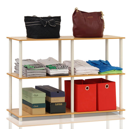 Furinno TURN-N-TUBE Storage Shelves, 3-Tier 47.4 Wide Book Shelf, Corner Shelf, Toolless Open