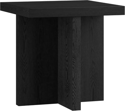 Henn&Hart 22" Wide Square Side Table in Natural Black, for Home, Living Room, Bedroom, Entertainment Room, Office