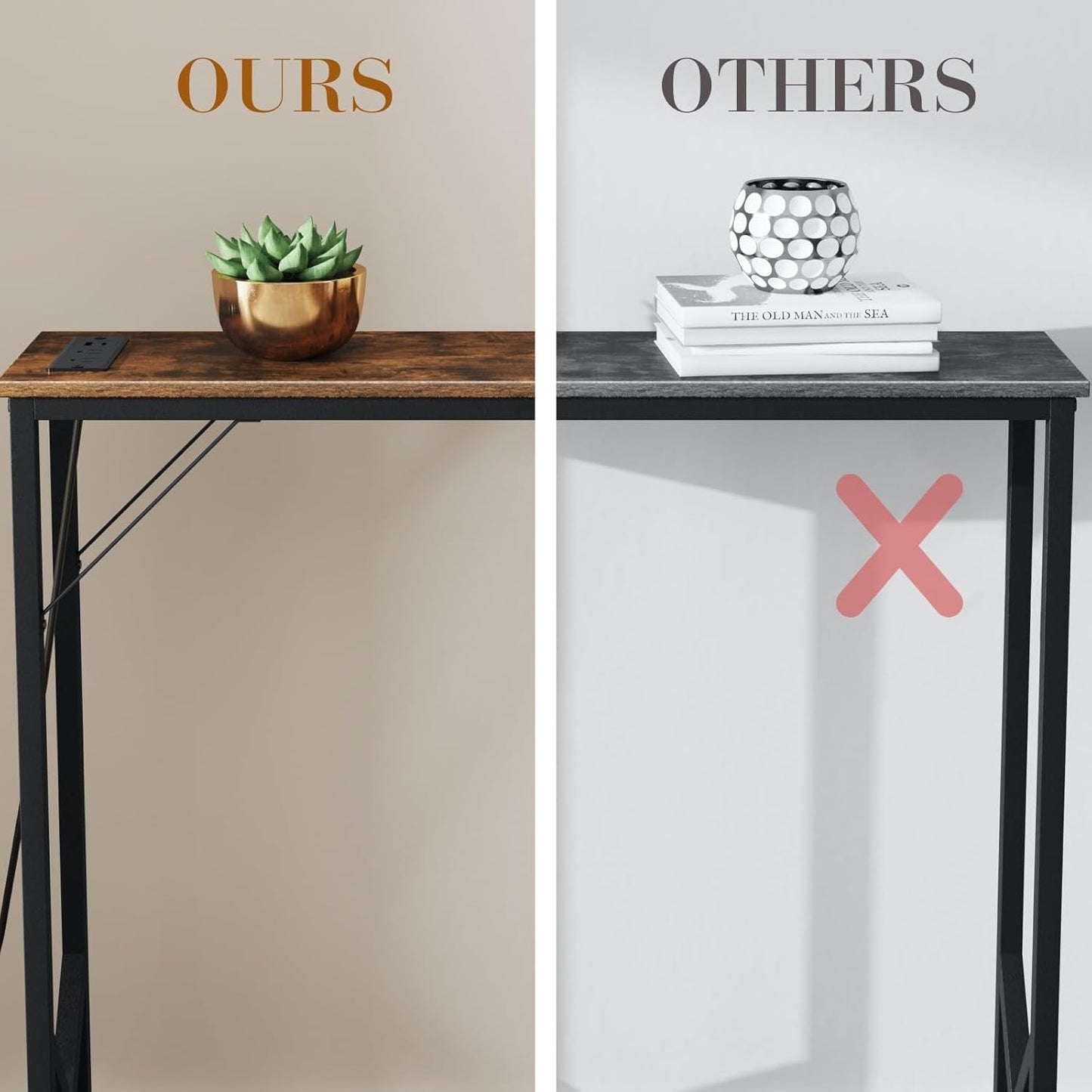 39.4" Console Table, Skinny Entryway Table with Fast-Charging Station, Narrow Long Sofa Table, Behind Slim Couch Table for Entrance, Hallway, Living Room Decor ST-BR100-1