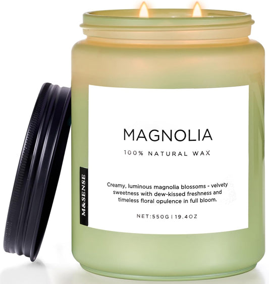 M&SENSE Magnolia Jasmine Romantic Scented Candle, 19.4oz 110 Hours Long Lasting Clean Non Toxic All