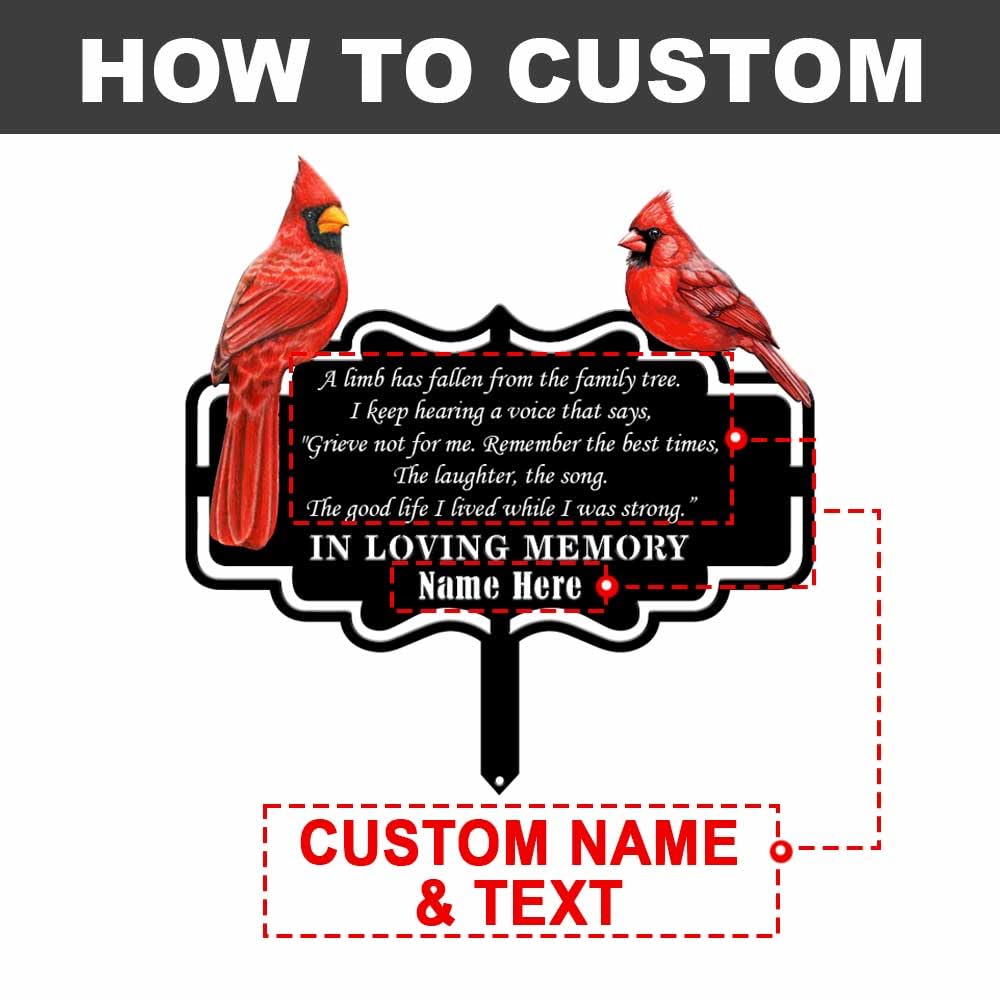 Personalized Cemetery Memorial Metal Stakes, Cardinals Memorial Grave Markers,Graden Decorations for Loss of Mother Father, Outdoor Sympathy Decor Gift