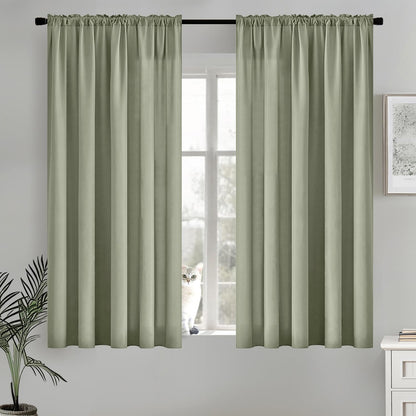 MIULEE Sage Green Privacy Sheer Curtains That Let Light in 63 Inches Long Non-See-Through Semi Sheer Curtain Light Filtering Window Curtains Drapes for Living Room Bedroom 2 Panels Set 42 X 63