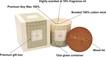 | Highly Scented Candles - Aromatherapy Candles for Home | Wortham Smokehouse Candle | 12oz Glass Jar | 100% Natural Soy Wax Candles | Burn Time 60-70 Hours