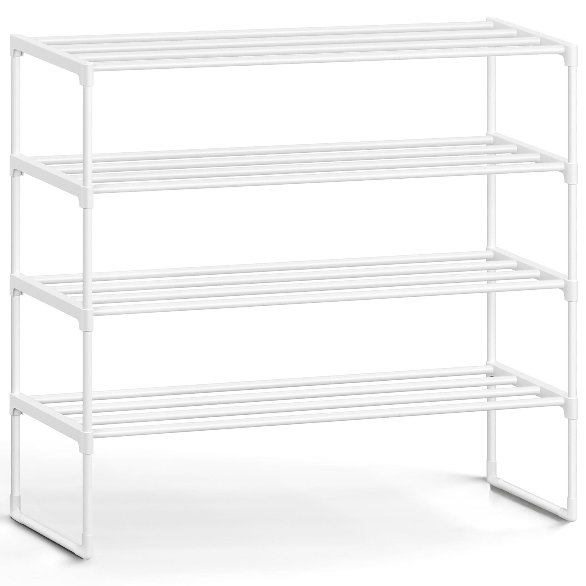 SONGMICS Shoe Rack, 4-Tier Shoe Organizer, Metal Storage Shelf, Upright or Upside Down, for 20-25