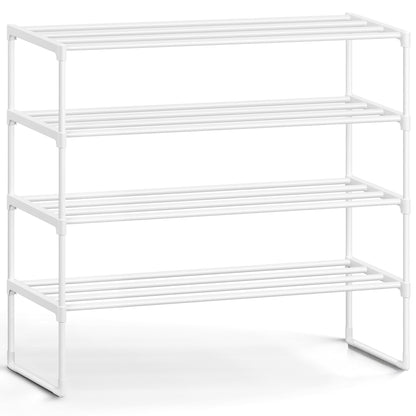 SONGMICS Shoe Rack, 4-Tier Shoe Organizer, Metal Storage Shelf, Upright or Upside Down, for 20-25