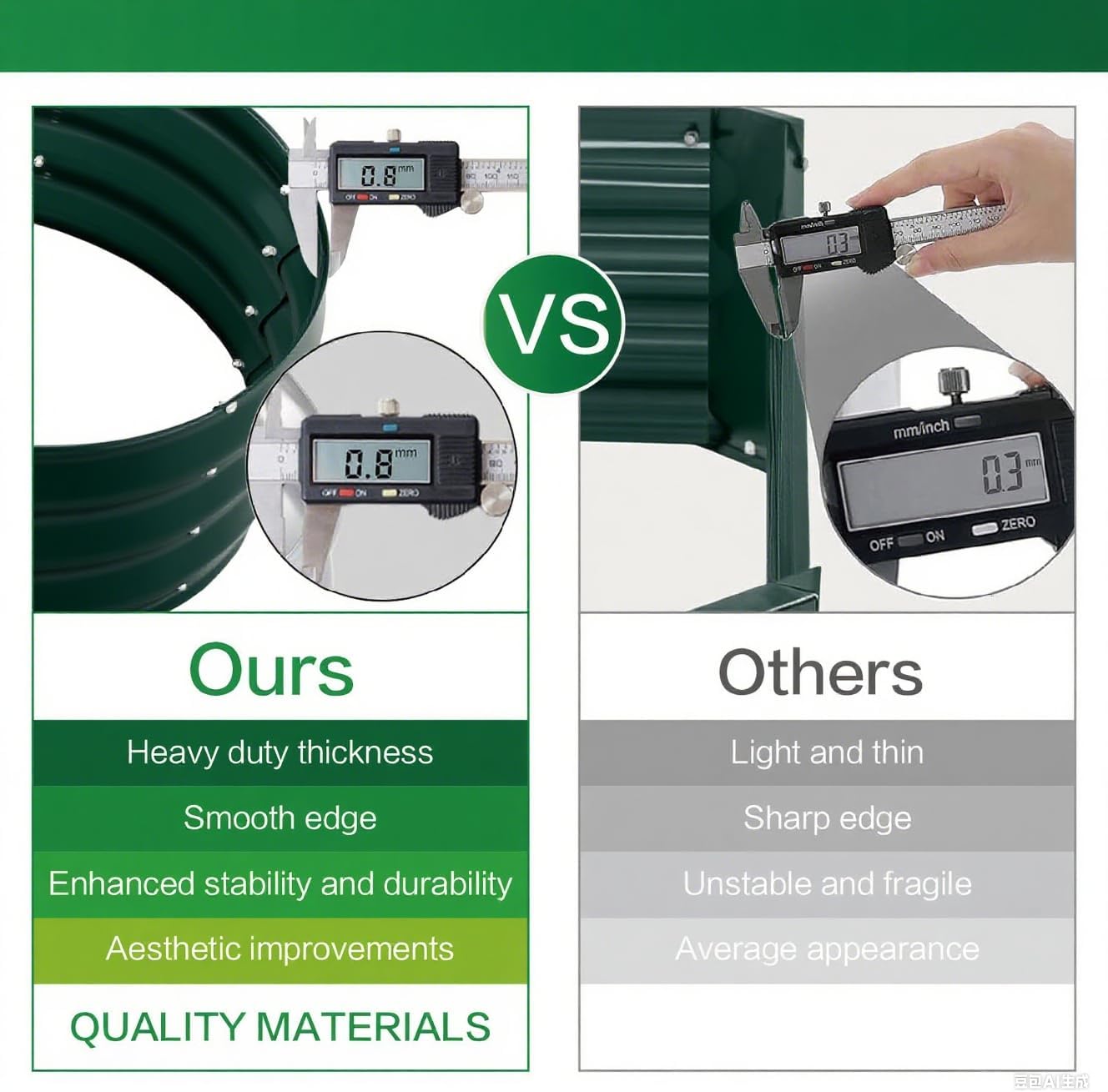 Gardmax Galvanized Raised Garden Bed, Lightweight Planter Boxes Outdoor with Easy Assembly, Large Garden Bed for Vegetables, Fruits, Flower Dark Green 8FT