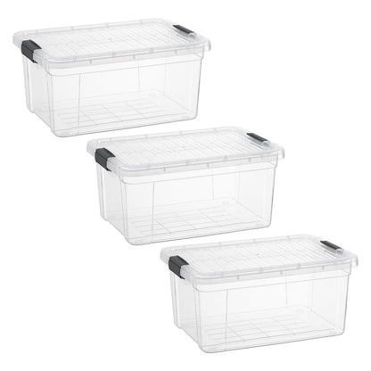Superio Small Clear Storage Boxes with Lids, 11 Quart Plastic Container Bins for Organizing