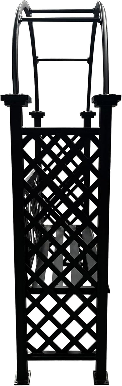 Black Aluminum Garden Arbor Arch with 2-Seater Bench