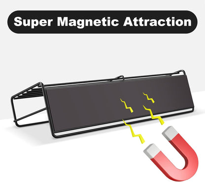 4 Pack Magnetic Spice Rack for Refrigerator, Magnetic Shelf Fridge Organizer for Kitchen Storage, Black