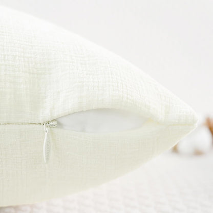 CaliTime Throw Pillow Covers Decorative 16 X 26 Inches Pack of 2 Cozy Chenille Cushion Cases for Couch Sofa Bed Living Room Home Cream