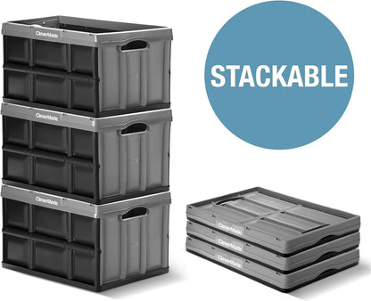 CleverMade Collapsible Storage Bins, 46L, 3 Pack Foldable Storage, Ocean