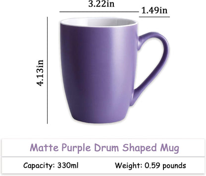 Coffee Mugs Set of 6, 12oz Ceramic Coffee Mugs with Handle, Matte Porcelain Purple Coffee Mug for Latte, Tea, Cocoa, Cappuccino, Cups for Women Men for Home Restaurant Mug (Purple)