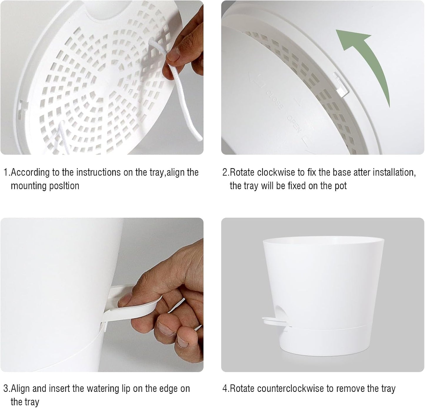 Self Watering Pots for Indoor Plants,12 inch Planters with Drainage Holes Plastic Flower Pots with Deep Reservoir, White
