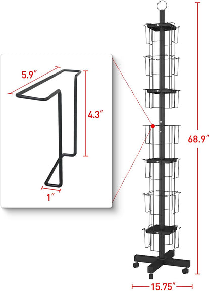 28 Pockets Countertop Rotating Greeting Card Rack, 7 Tier magazine Display Stand Rotating magazine rack for Postcards, Brochures, and Greeting Card