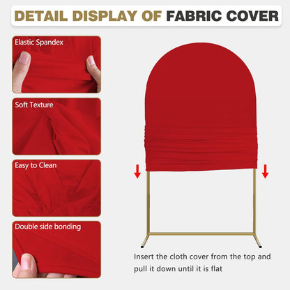 Arch Backdrop Stand and Cover Set, 3 Metal Balloon Arch Backdrop 4ft 5ft 6ft, Gold Arched Stand Frame for Wedding, Parties,Birthday, Backdrop Decorations (Red,4ft+5ft+6ft)