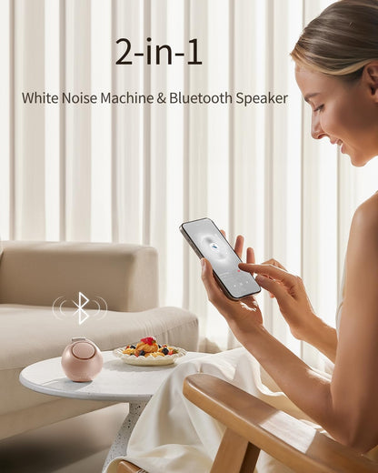 2025 Mom's Choice Awards, Portable Sound Machine for Baby Adult, AI Cry Detection, 18 Soothing Sound, Bluetooth Rechargeable White Noise Machine for Home Office Travel, Nursery Light, Pink