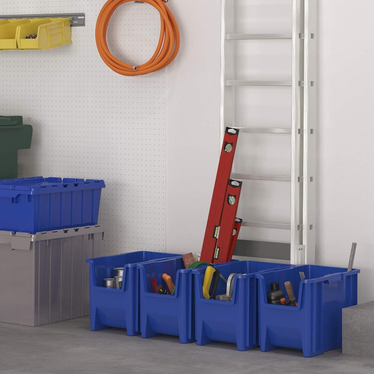 Akro-Mils 13014 Stak-N-Store Stackable Storage Bins, Heavy Duty Garage Storage Containers, Open