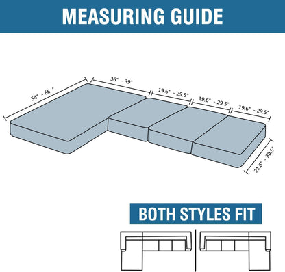 H.VERSAILTEX Velvet Stretch Sectional Couch Covers 4 Pieces Sofa Seat Cushion Covers L Shape Separate Cushion Couch Chaise Cover for Both Left/Right Couch (Large Sofa 3 Seater + 1 Chaise, Caramel)