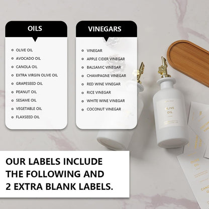 HOMCDALY Olive Oil Dispenser for Kitchen, 11.8oz Glass kitchen Dispenser Bottle, Gold Oil&Vinegar Cruet Set, Leakproof Oil Containers for Cooking| Set of 2 (11.8oz – Gold)