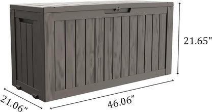 75 Gallon Double-Wall Resin Deck Box - Lockable Waterproof Outdoor Storage Box, 515lbs Capacity & Doubles as Seating for Patio Furniture - Garden Tools, Pool Accessories (Brown)