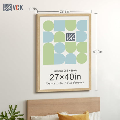 VCK 27x40 Oak Poster Frame 3 Pack, Natural Solid Wood Picture Frames, Wall Gallery Frame