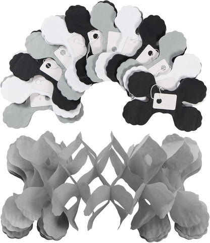 Black White-Silver Party-Decorations Streamers Garland - 157Ft Graduation Four-Leaf Clover Hanging Banner,Men Boys Birthday Engagement Wedding Baby Bridal Shower New Years Supplies Decor Hugtmr